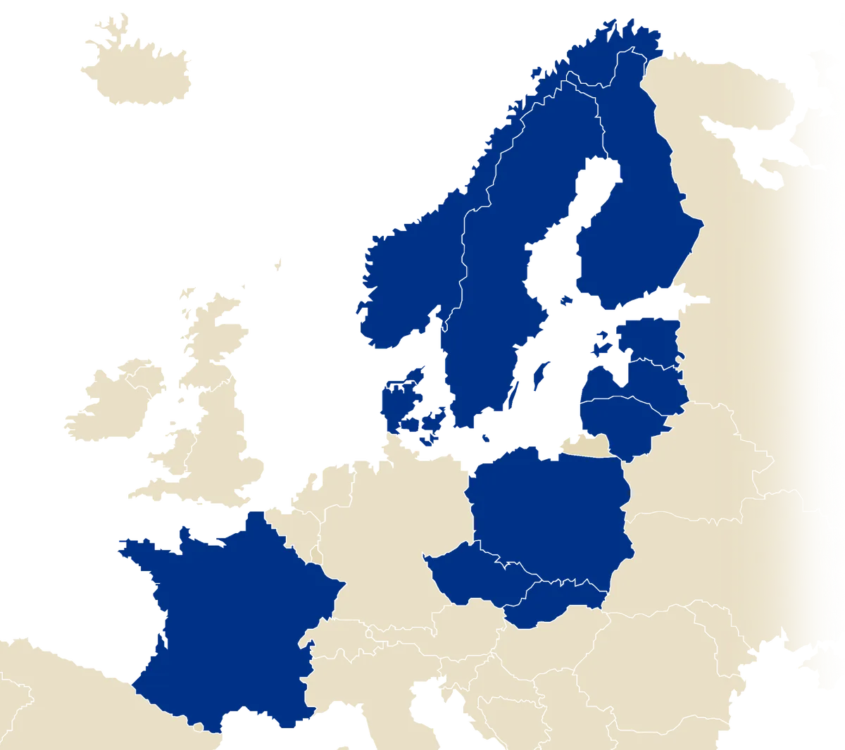 Map showing Ramirent Modular Factory project experience across Europe